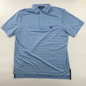 RLX Ralph Lauren Golf Polo Shirt Blue Striped Large L 30 x P 23 Performance